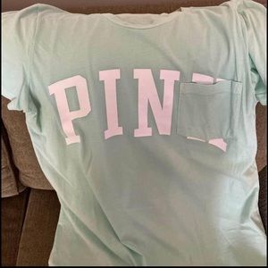 Mint colored short sleeve PINK brand shirt- used like new
